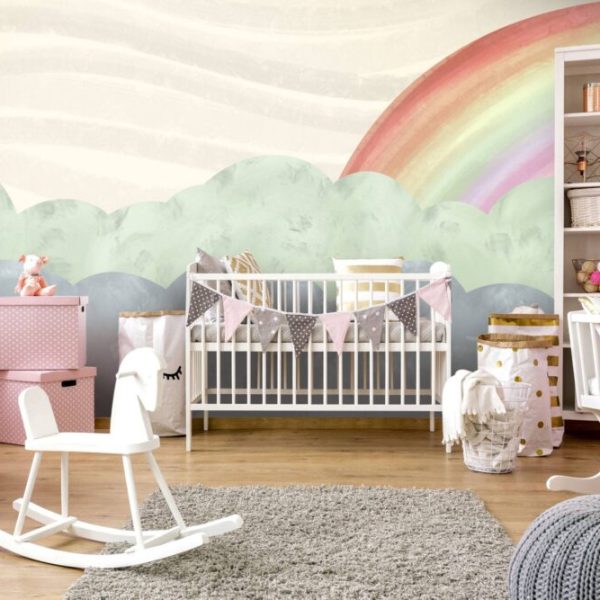 Clouds And Rainbow Kids Wall Mural