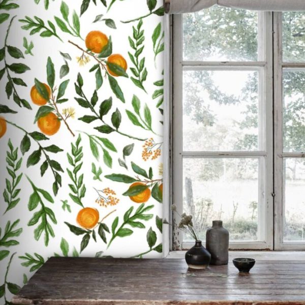 Orange Trees Leaves And Fruits Wall Mural