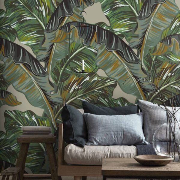 Green Palm Leaves Designed Wall Mural