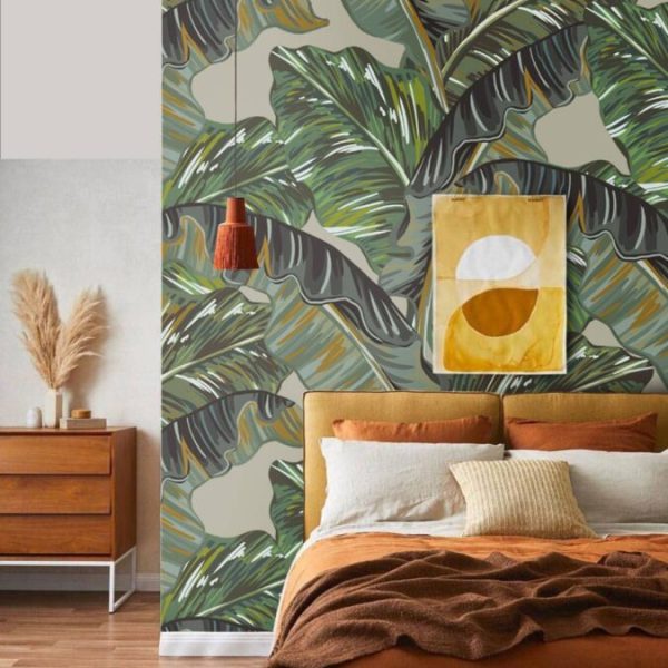 Green Palm Leaves Designed Wall Mural