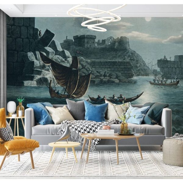 Historical Old Castles Ships Wall Mural