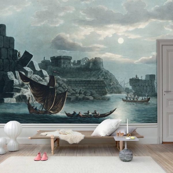 Historical Old Castles Ships Wall Mural