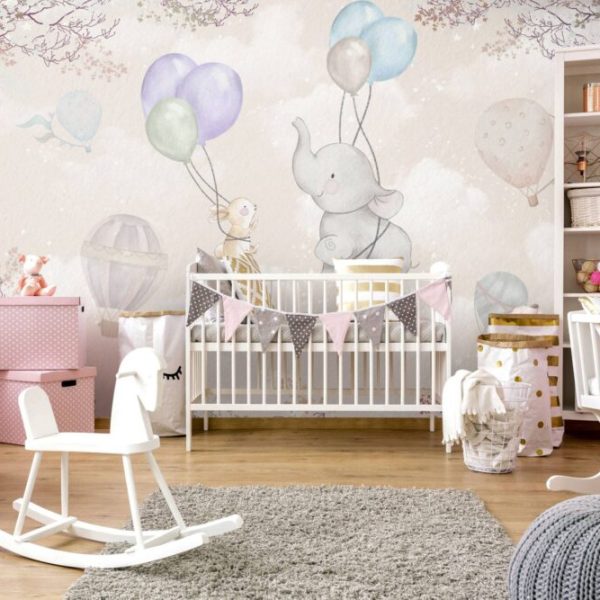 Cute Elephant And Rabbit Wall Mural