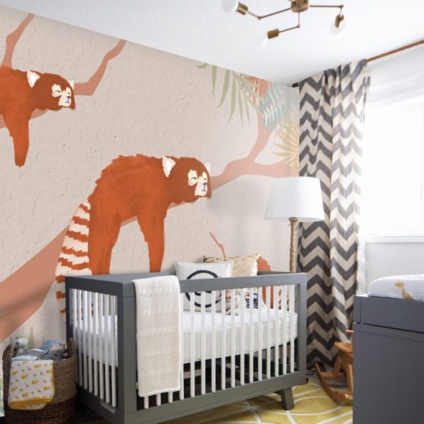 Raccoon Family Autumn Forest Wall Mural