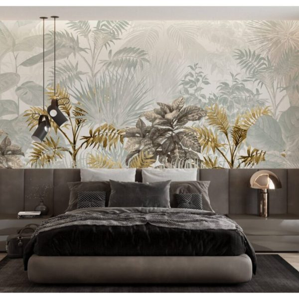 Gray Tones Foggy Outlook Forest Wall Mural
