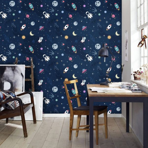 Milky Way Blue Background Space Wall Mural