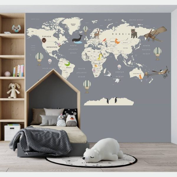 Domestic Animals World Map Wall Mural