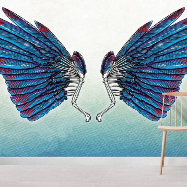 Blue Tones Bird Wings Wall Mural