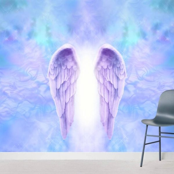 Blue Paradise Light Angel Wings Wall Mural