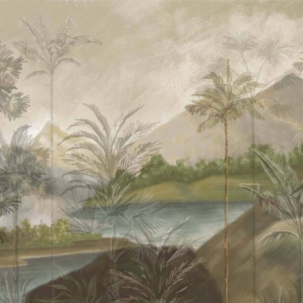 Tropical Forest Mountain River Wall Mural