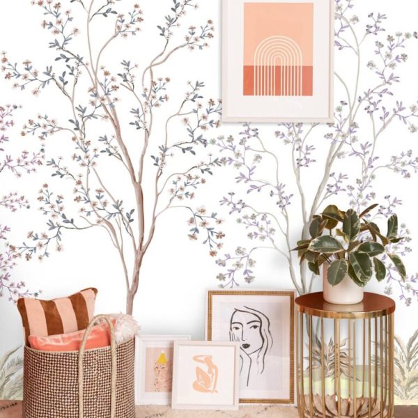 Flowers On Tree Spring Theme Wall Mural