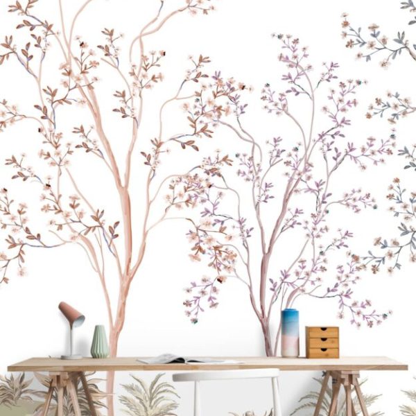 Flowers On Tree Spring Theme Wall Mural