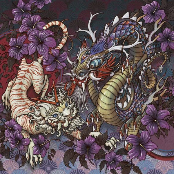 Purple Tones Dragon Designed Wall Mural