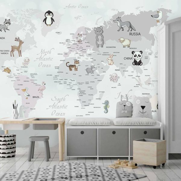 Endemic Animals World Map Wall Mural