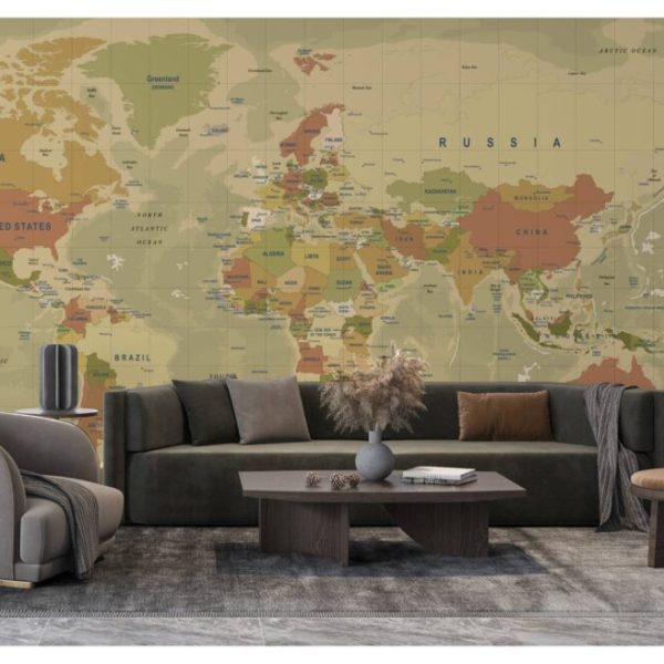 Classic Map World Countiries Wall Mural