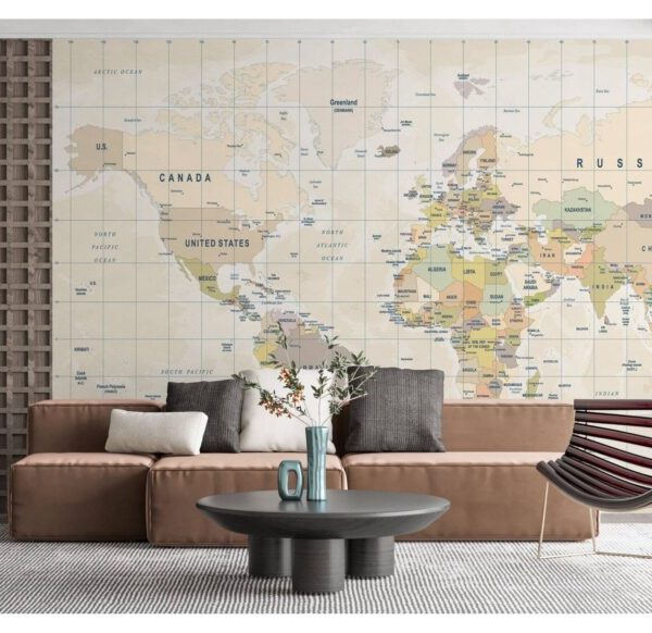 Light Tones World Map Wall Mural