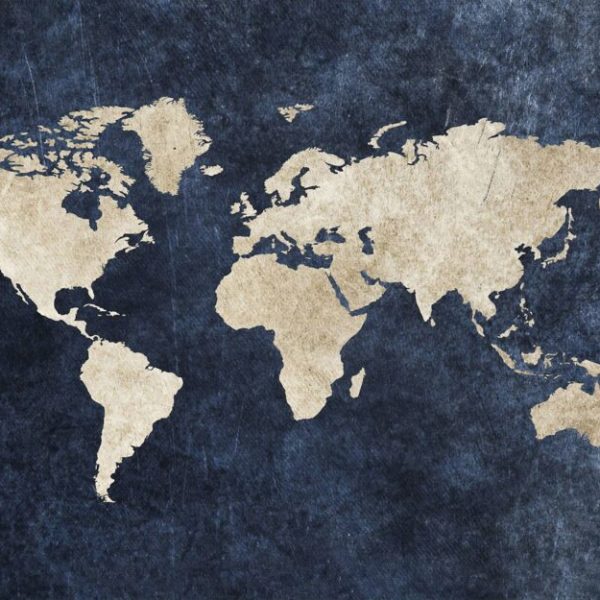Blue Back Ground World Map Wall Mural
