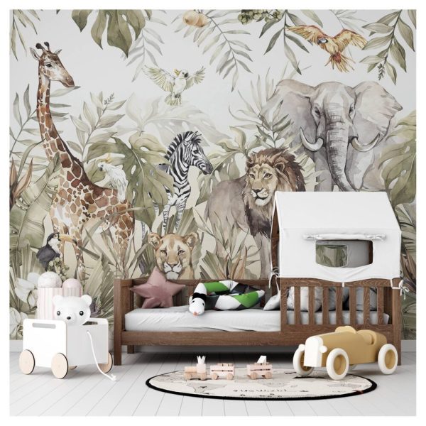 Trees And Wild Animals Wall Mural