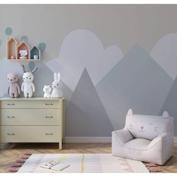 Blue Tones Mountains Clouds Wall Mural