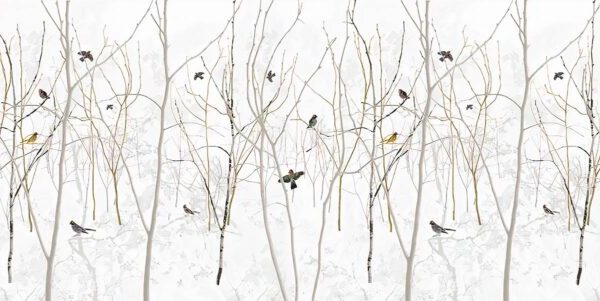 Dry Branches With Birds Wall Mural