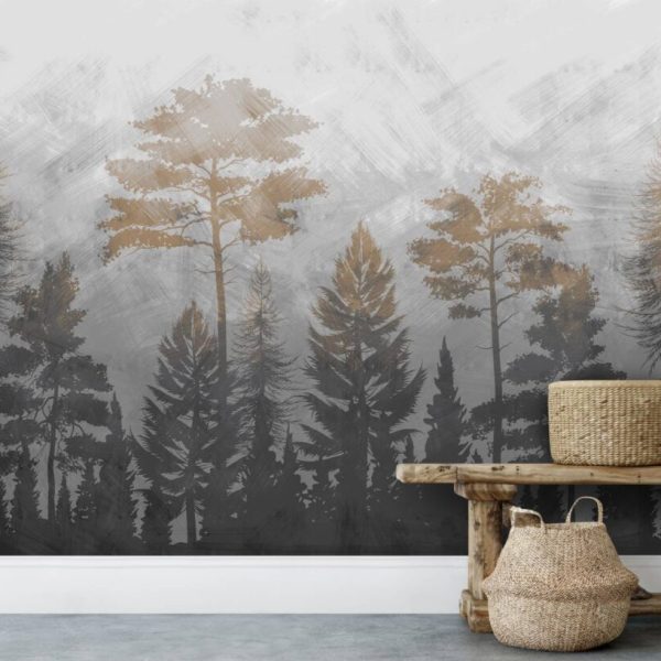 Dark Tones Tropical Forest Wall Mural