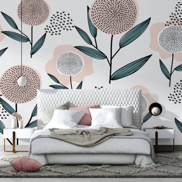Pink Patterned Flower Wall Mural