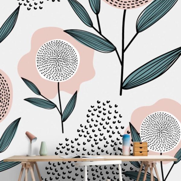 Pink Patterned Flower Wall Mural