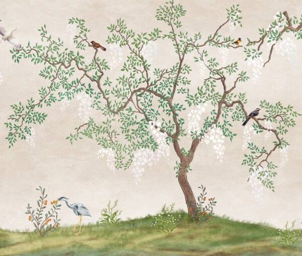 Birds On Tree Designed Wall Mural