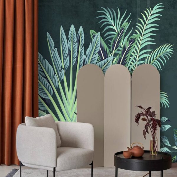 Peacock And Palm Trees Wall Mural