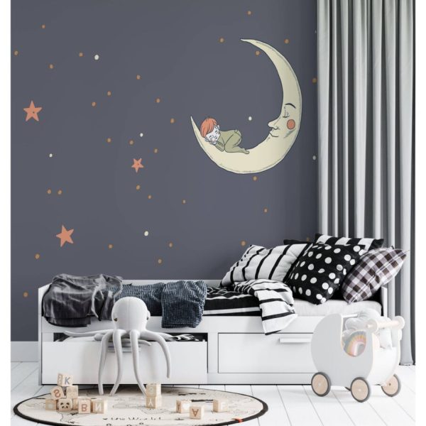 Little Kid Sleeping New Moon Wall Mural