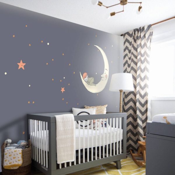 Little Kid Sleeping New Moon Wall Mural