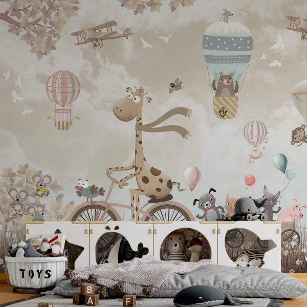 Mouses And Hot Air Balloons Wall Mural
