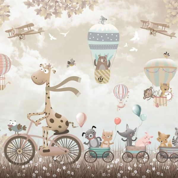 Mouses And Hot Air Balloons Wall Mural