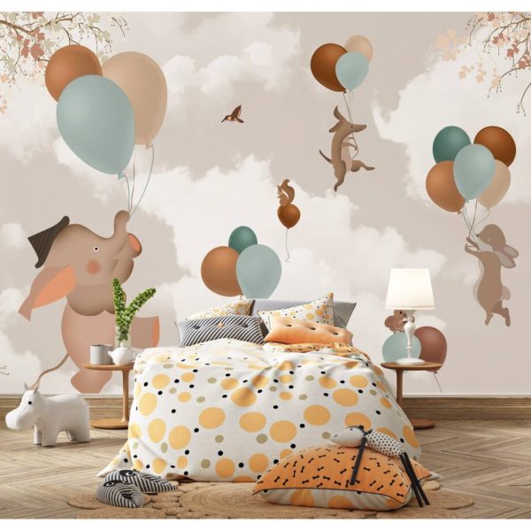 Sky Flying Animals Balloons Wall Mural