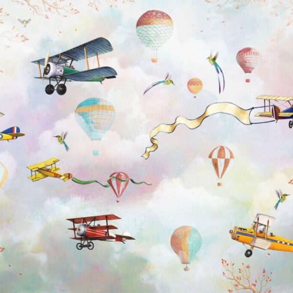 Planes Balloons And Clouds Wall Mural