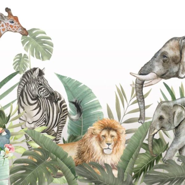 Tropical Wild Animals Kids Wall Mural