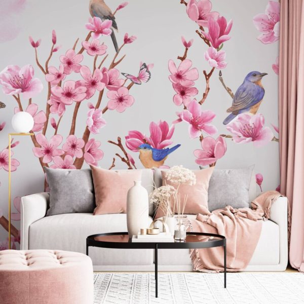 Pink Apricot Flowers Wall Mural