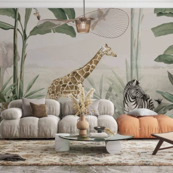 Animals Banana And Palm Forest Wall Mural