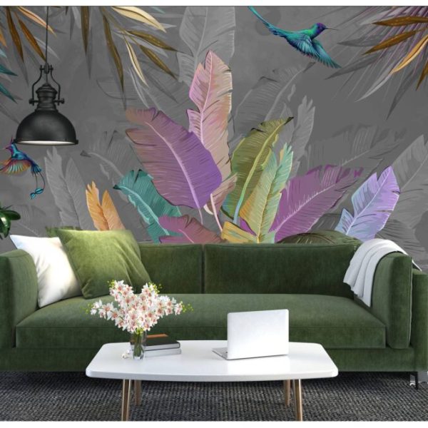 Banana And Palm Leaves Collaged Wall Mural