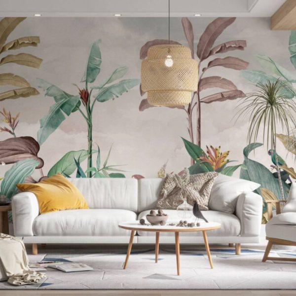 Palm Trees With Sky Background Wall Mural