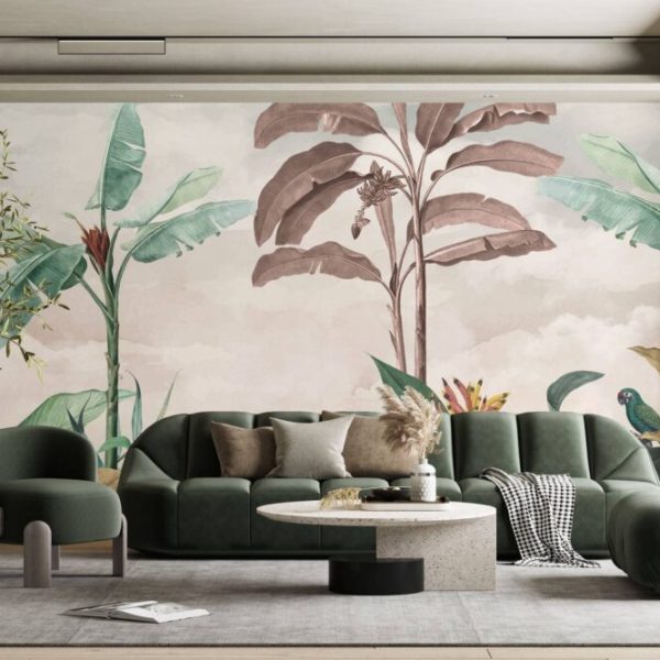 Palm Trees With Sky Background Wall Mural