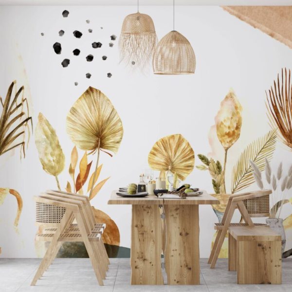 Dry Leaves Into Vases Wall Mural