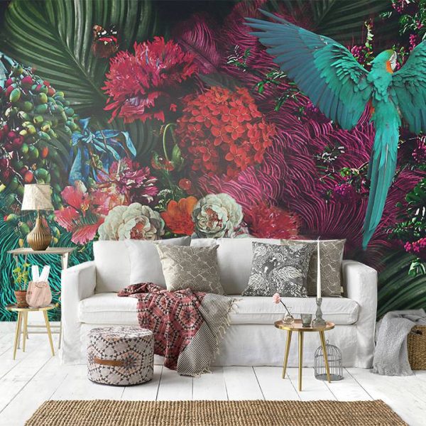 Among Flowers Collage Wall Mural