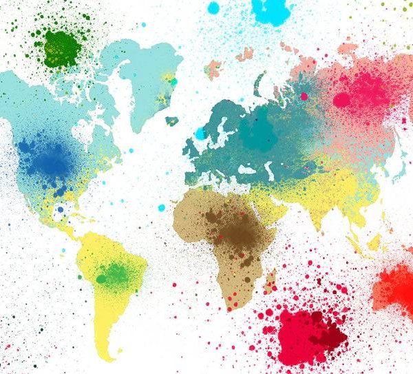Colorful World Map Designed Wall Mural
