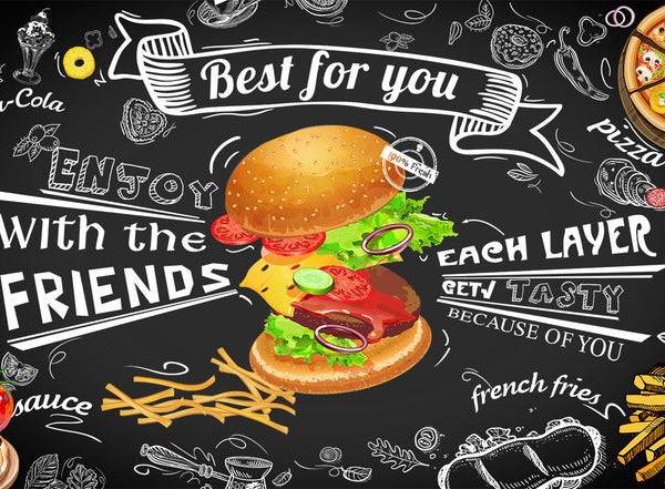 Cafe Fast Food Hamburger Wall Mural